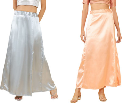 Lootnixx SATIN_SP_LIGHT_GREY+PEACH petticoat Combo For women S Pure Satin Petticoat(S)