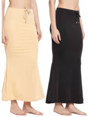 VIDHATA FASHION Cream & Black Lycra Blend Silhouette Shapewear Fishcut Slim Fitting Petticoat Lycra Blend Petticoat(L)