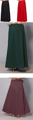 FABMORA PTC-4-BLACK-RED-BGREEN-CHOCO Pure Cotton Petticoat(Free)