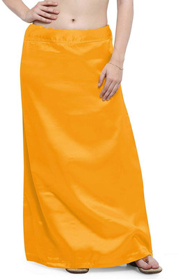 Quickcollection Women's Mustard Petticoat/Skirts/Shape Wear for Saree Satin Blend Petticoat(Free)
