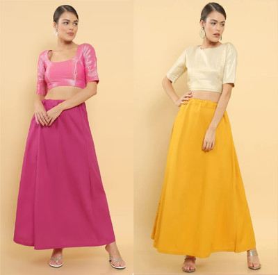 Lootnixx SP_Yellowish Orange + Pinkish red petticoat Combo For women XXL Pure Cotton Petticoat(XXL)