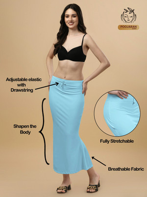 Laptraded Fishcut Saree Shapewear Sky Blue Lycra Bland Petticoat Lycra Blend Petticoat(XXL)