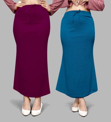 VIDHATA FASHION Fish Cut Petticoat/Peticot Saree Shape Wear Wine and Blue Lycra Blend Petticoat(XXL)