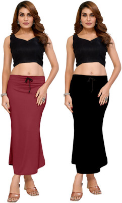 BLYNK P2-SPW-MAROON-BLACK Lycra Blend, Polycotton Petticoat(M)