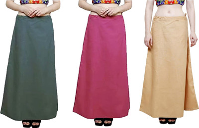 First Trend Fashions Women saree inskirt Dark Grey Onion Beige Combo Pack3 Waist46 ladies underskirt Pure Cotton Petticoat(XXL)