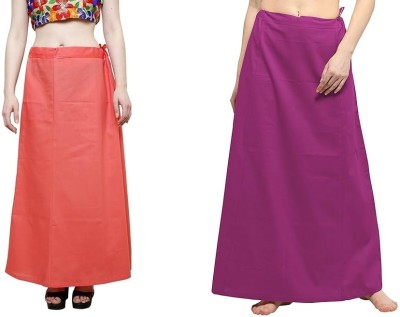 JTGEnteprises Combo Of 2 Voilet and Dark Peach Stylish Free SIZE Special Interlocking Pure Cotton Petticoat(Free)