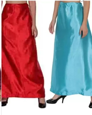 RST Fashion Red,& Sky blue satin petticoat Satin Blend Petticoat(Free)