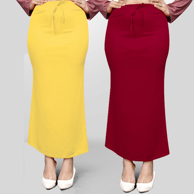 VIDHATA FASHION Petticoat Combo For Women Fish Cut Shape Saree Inskirt Maroon and Yellow Lycra Blend Petticoat(XL)