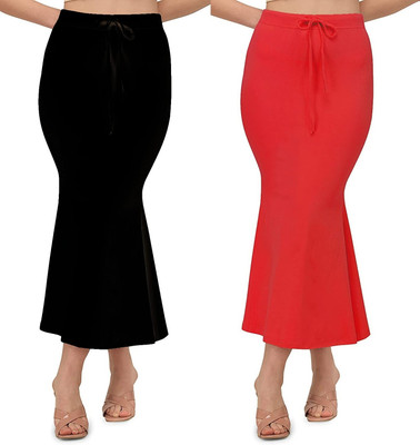 KEYU FASHION BLACK-COMBO-FISHCUT-RED-BLACK Lycra Blend Petticoat(L)