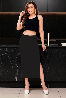 DSV ENTERPRISES Shapeware Black MT020 Lycra Blend Petticoat(M)