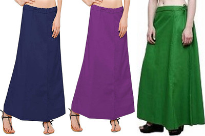 Gugaliya GERMAN BLUE-JAMUNI--GREEN Pure Cotton Petticoat(Medium)