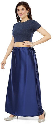 KAVYA DESIGNERS NAVY BLUE A8 STYLES Pure Satin Petticoat(Free)