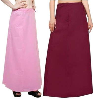 manidhari fab tex Petticoat combo 2_Pink, maroon Cotton Linen Blend Petticoat(Free)