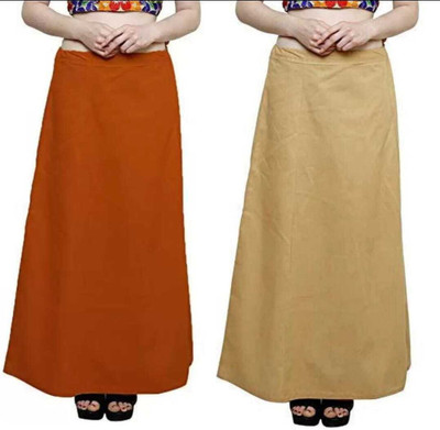 AARTIGARMENTS Women Pure Cotto Orange,Gold Peti. Pure Cotton Petticoat(Free)