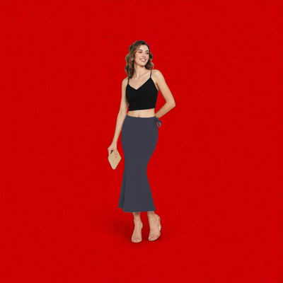 The Stanch Shapeware Dark Grey MT0026 Lycra Blend Petticoat(L)