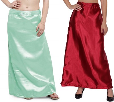 Guddan GD-6017-SeaGreen-Maroon Pure Satin Petticoat(Free)