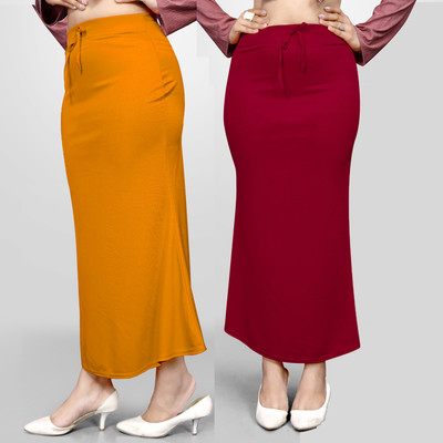 VIDHATA FASHION Petticoat Combo For Women Fish Cut Shape Saree Inskirt Mustard and Maroon Lycra Blend Petticoat(XL)