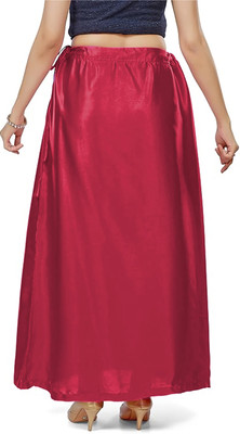 SPRY WORLD Maroon Pure Satin Petticoat(Free)