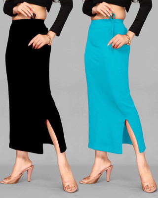 DRESQUE STORE Slim Saree shapewear Combo Black & Light Blue (XL) Lycra Blend Petticoat(XL)