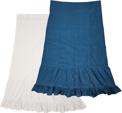 Belizs White & Peacock Blue Combo Pure Cotton Petticoat(XXL)