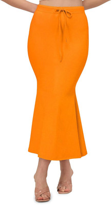 DRESQUE STORE Stylish Fishcut Saree Shapewear Orange (M) Lycra Blend Petticoat(M)