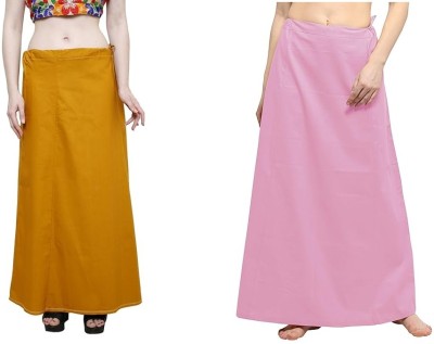 JTGEnteprises Combo Of 2 Light Pink and Mango Yellow Stylish L SIZE Special Interlocking Pure Cotton Petticoat(Large)