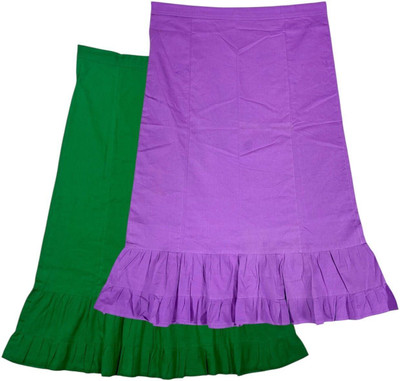 Belizs Dark Spring Green & Deep Lavender Combo Pure Cotton Petticoat(XXL)