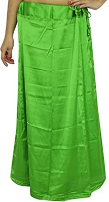 AraExports Satin Silk Green 6 Women Wrap Saree Petticoat Underskirt Innerwear Satin Blend Petticoat(Free)