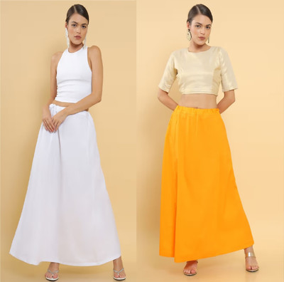 Lootnixx SP_Orange + White petticoat Combo For women M Pure Cotton Petticoat(M)