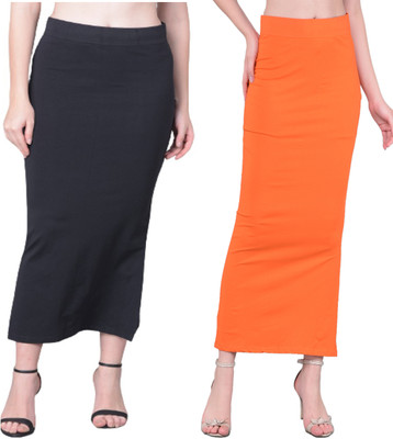 Comfort Lady Saree Shapewear 2 Pcs (Green and Voilet) Cotton Blend Petticoat(3XL)