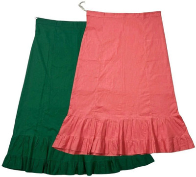 house of common Green & Light Carmine Pink Combo Pure Cotton Petticoat(XXL)