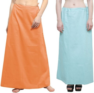 Guddan GD-1115-LightOrange-LightSkyBlue Pure Cotton Petticoat(Free)