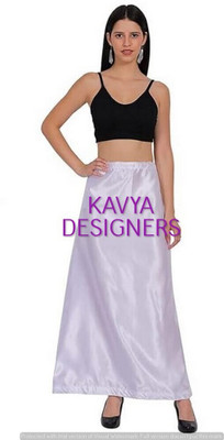 Aarvi styles WHITE AV COLOURPETTICOAT93 Pure Satin Petticoat(Free)