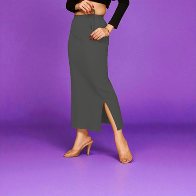 The Stanch Shapeware Dark Grey MT0099 Lycra Blend Petticoat(XXL)