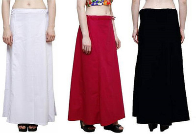 Gugaliya WHITE--RANI-BLACK Pure Cotton Petticoat(Medium)