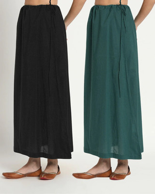 Lootnixx SP_Black & Forest Green petticoat Combo For women Medium Pure Cotton Petticoat(Medium)