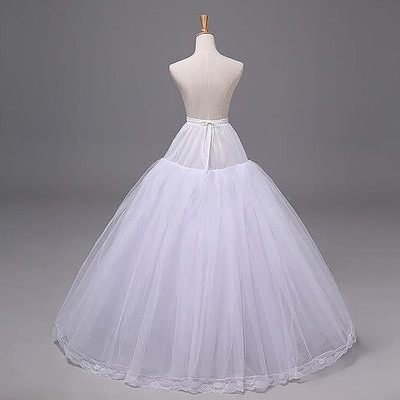 KCM FASHION 6-UNDERSKIRT G/ WHITE Polyester Petticoat(7XL)