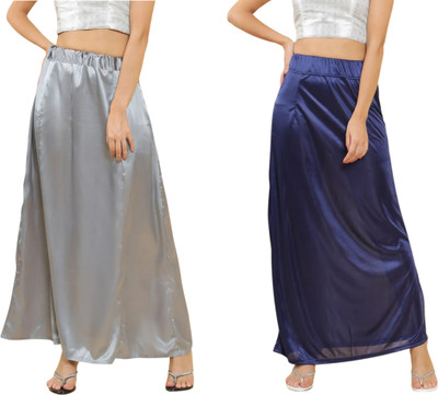 Lootnixx SATIN_SP_GREY+NAVY_BLUE Petticoat Combo For women Free Pure Satin Petticoat(Free)