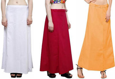 Gugaliya WHITE--RANI-GOLDEN YELLOW Pure Cotton Petticoat(Medium)