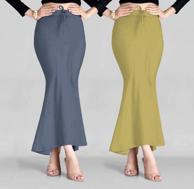 Spangel Fashion Peticoat Grey+Khakhi Lycra Blend Petticoat(XL)