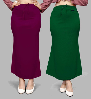 VIDHATA FASHION Fish Cut Petticoat/Peticot Saree Shape Wear Green and Wine Lycra Blend Petticoat(3XL)
