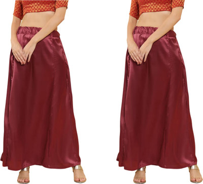 Lootnixx SATIN_SP_MAROON+MAROON Petticoat Combo For women Free Pure Satin Petticoat(Free)