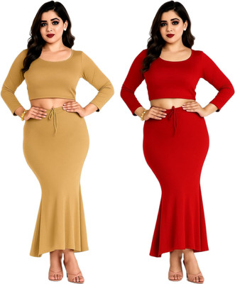 Suzaro NHSC00012-GOLD-RED Lycra Blend Petticoat(M)