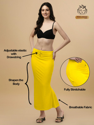 Shayonam and Shayonam Fishcut Saree Shapewear Yellow Lycra Bland Petticoat Lycra Blend Petticoat(XL)