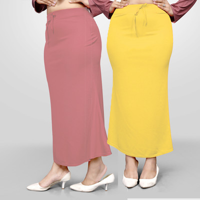 VIDHATA FASHION Fish Cut Petticoat/Peticot Saree Shape Wear Peach and Yellow Lycra Blend Petticoat(S)