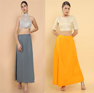Lootnixx SP_Orange + Grey petticoat Combo For women Small Pure Cotton Petticoat(Small)