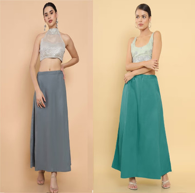 Lootnixx SP_Sea Green + Grey petticoat Combo For women Small Pure Cotton Petticoat(Small)