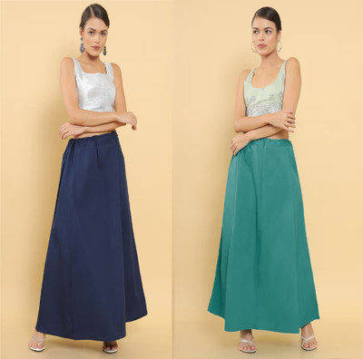 Lootnixx SP_Sea Green + navy Blue petticoat Combo For women Medium Pure Cotton Petticoat(Medium)
