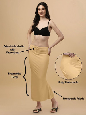 house of common SAREE SHAPWEAR FISH CUT CHIKU S 1.1 Lycra Blend Petticoat(S)