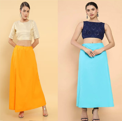 Lootnixx SP_Sky Blue + Orange petticoat Combo For women XL Pure Cotton Petticoat(XL)
